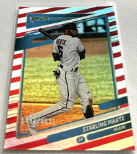 2021 Donruss Baseball Starling Marte Miami Marlins Red Stripe #154 #d 1040/2021