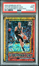 Victor Wembanyama RC 2023-24 Optic ELITE DOMINATORS #18 RED & GOLD INTL - PSA 9
