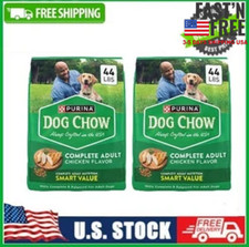 2 Pack Purina Dog Chow Complete, Dry Dog Food for Adult Dogs High Protein, 44 lb