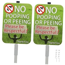 No Pooping Dog Signs for Yard Lawn,10"x14" No Peeing Keep off Grass Aluminum