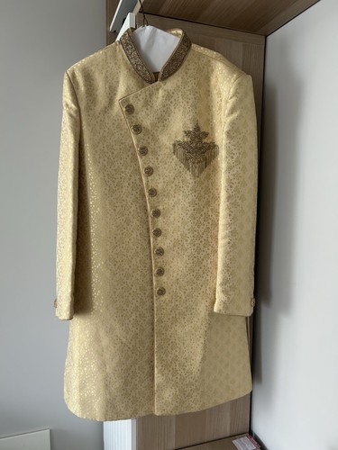 Men’s Indian Gold Kurta Sherwani - Size 40 (includes Matching Gold Pants)