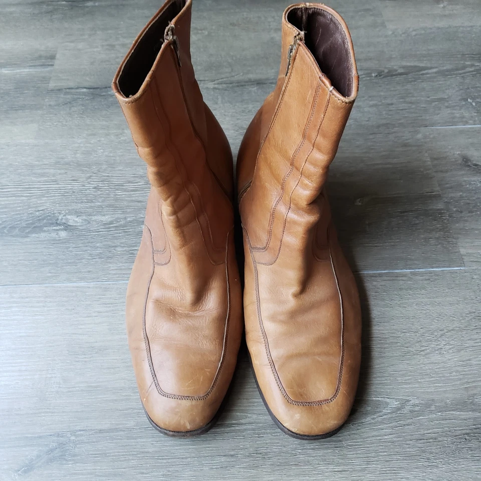 De Colección Años 70 Bostoniano Caramelo Marrón Chelsea Beatle Botines Para Hombre Talla 9.5 D/B Hippie Foto 2 de 4