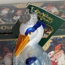 Old World Christmas Great Blue Heron Bird Glass Ornament 16041 Original Box New