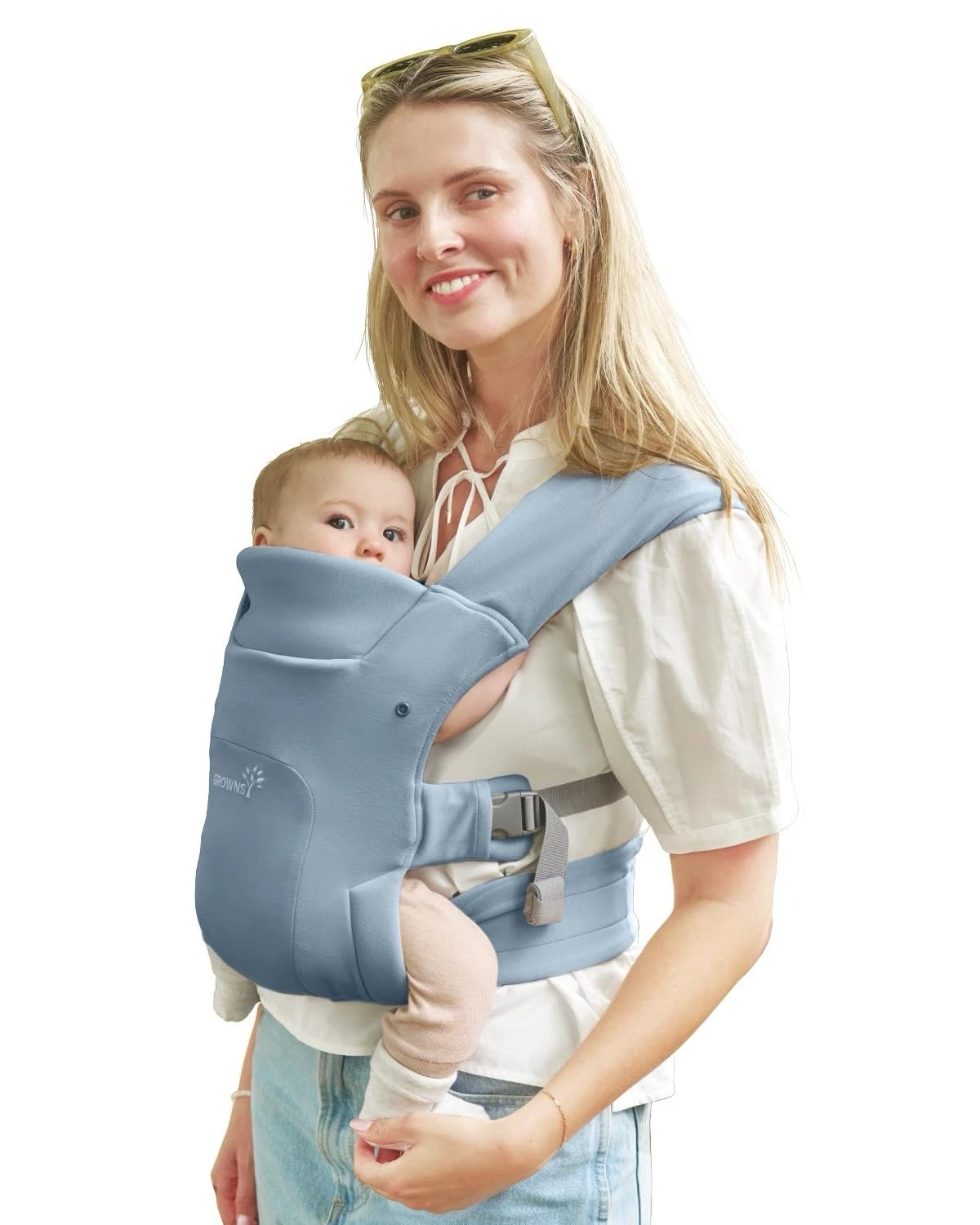 GROWNSY BC-101 Blue Cotton Baby Carrier Infant Adjustable Waistbelt Neck Support