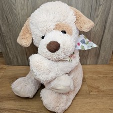 Sainsburys Large brown puppy dog soft toy plush Comforter Cute Bow Big Teddy 