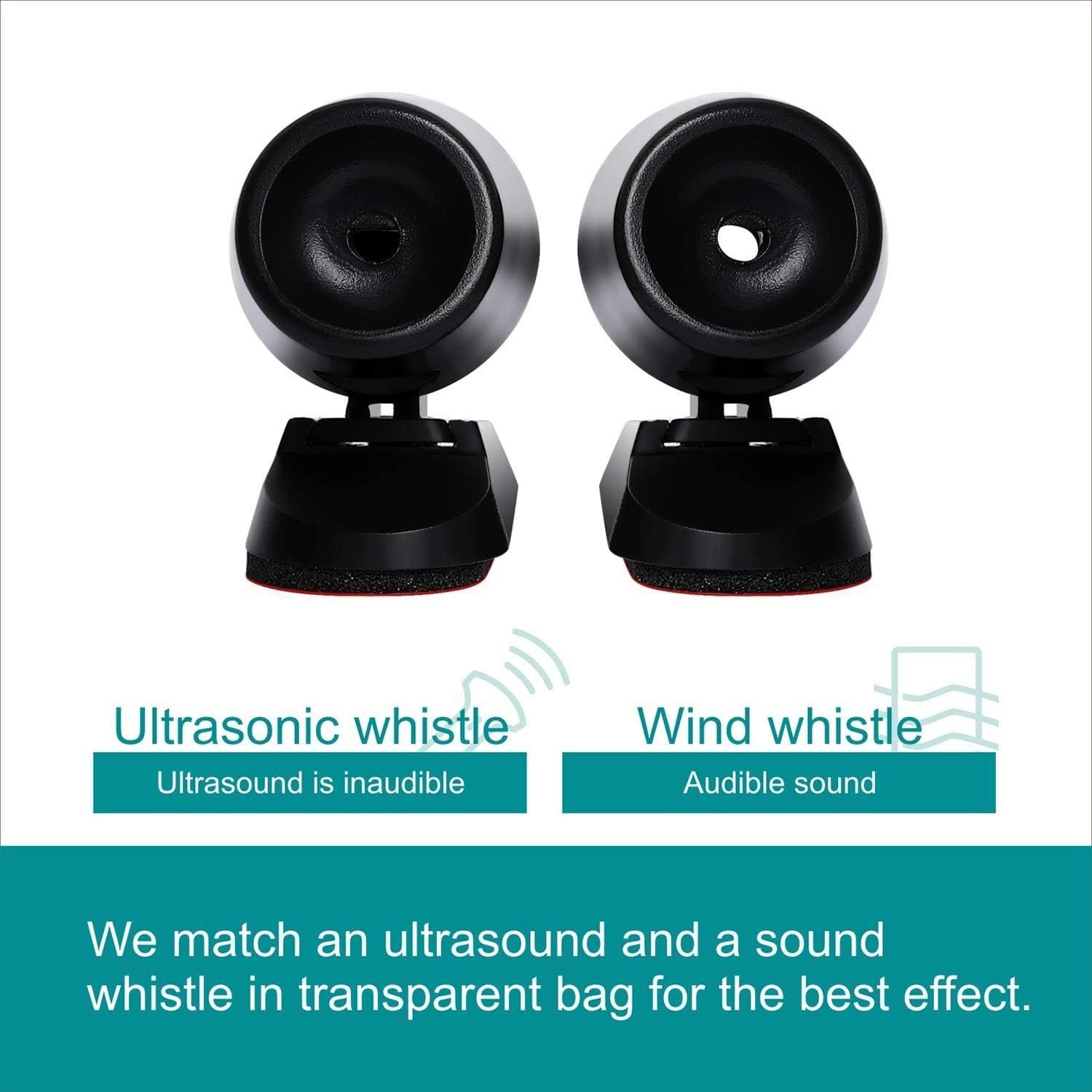 4Pcs Deer Whistles for Vehicles Wind Activated Black