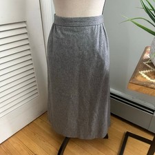 Vintage Skirt Womens 28" Gray Midi Retro 70s Academia Preppy Modest