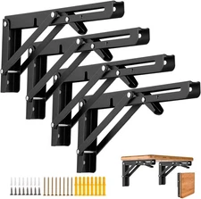 4PCS 14" Folding Shelf Brackets, Shelf Brackets Max. Load 220 lb Collapsible ...