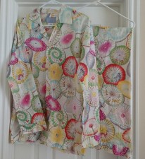 Nick and Nora NWOT Vintage 100 Cotton Asian Parasol Pajama Set RLarge S
