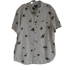 Billabong Floral Aloha Shirt XL Green Button Up Short Sleeve Beach Island