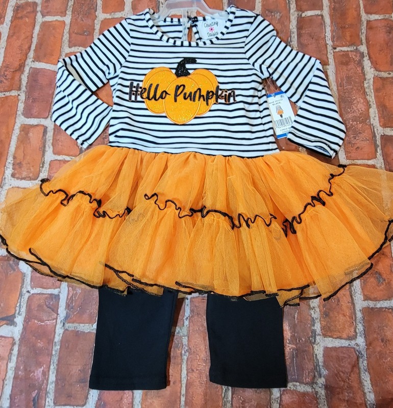 Counting Daisies Girls Thanksgiving Set Hello Pumpkin 2t Nwt Tutu Fall