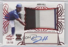 2021 Leaf Trinity Patch Auto Red 19/50 Jaden Hill #PA-JH1 Patch Auto 0hw6