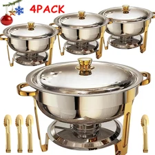 6QT GOLD Chafing Dish Buffet Set Stainless Steel Full Size Chafer party 4 PACK