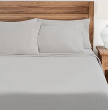 King Sheet Set 4-Pc. Sheet Set Light Gray Cotton Bamboo 300 Thread Count 200