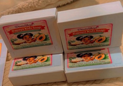 DiniaShop Papaya Kids Soap 3.5 oz Papaya Extract Shea Butter Brightening Moistu 