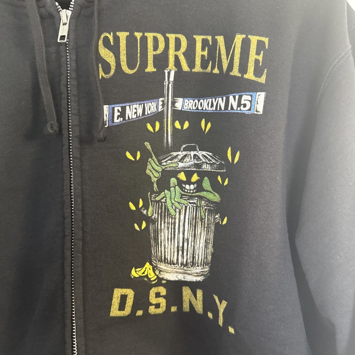 Medium In Hand - BLACK Supreme DSNY Zip Up Hooded Sweatshirt