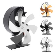 Stove Fan 6 Blades Fireplace Fan Heat Powered Fast Wind Circulation Half Moon