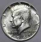 1967 Kennedy Half Dollar. 40% Silver. Free Shipping!