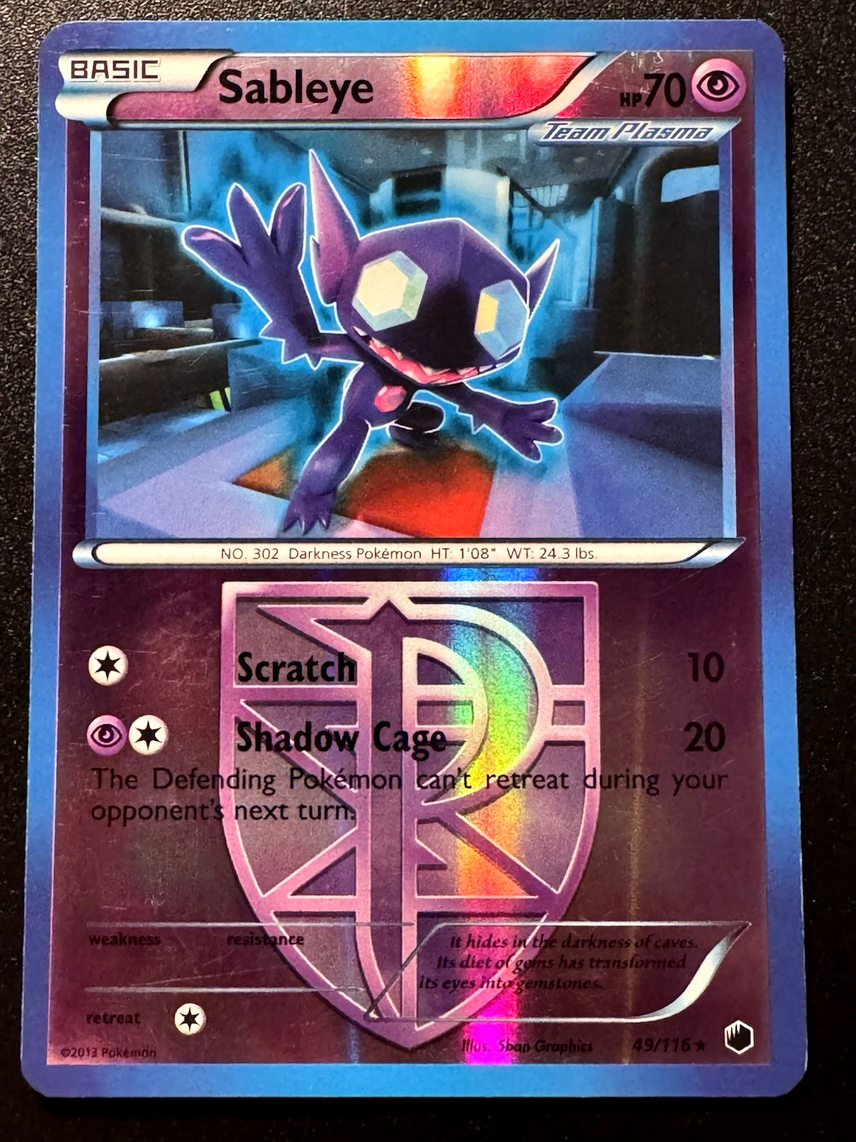 Sableye 49/116 B&W Plasma Freeze Pokemon Card Reverse Holo Foil Rare LP