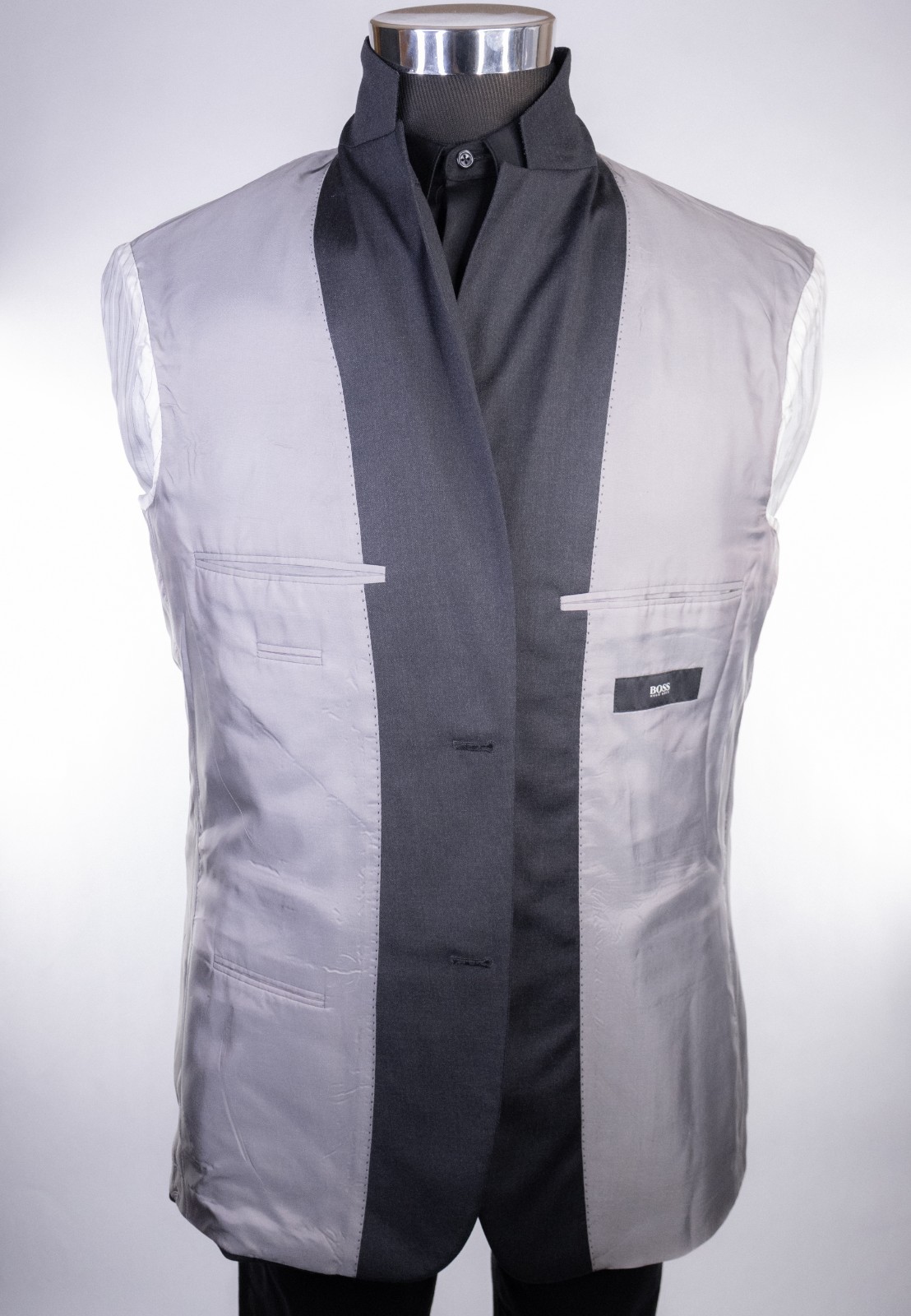 BOSS Hugo Boss Blazer Sport Coat Jacket Men’s 40R Solid Gray Wool 2-Button thumbnail 9