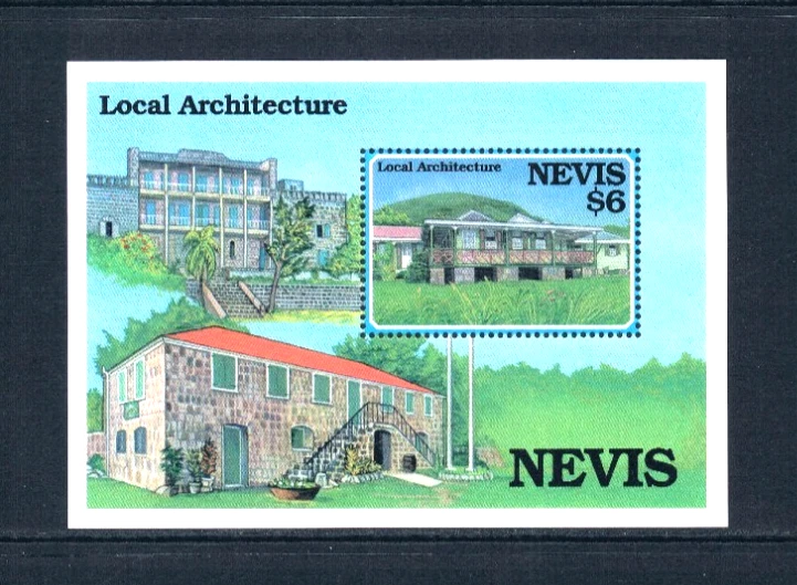$4.75 Scott Value - 1994 NEVIS Architecture, Island Houses s/s CV MNH NH UMM - Imagem 3 de 4