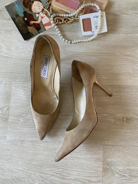 Women Jimmy Choo Heels Beige Suede 38
