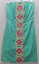 Vineyard Vines Size 00 Caribbean Floral Embroidered Strapless Shift Dress Beach