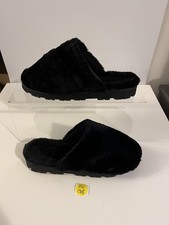 New Black Faux Fur Silky Soft Slippers Inside/Outside Womens Sz 8
