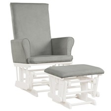 Baby Nursery Relax Rocker Rocking Chair Glider  Ottoman Set w/Cushion Grey