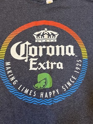 Corona Extra Men's Size Medium Blue Making Limes Happy Since 1925 Beer Shirt EUC