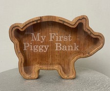 My First Piggy Bank Handcrafted Wooden Piggy Bank by Drapela Works F9