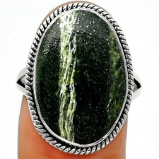 Natural Chrysotile 925 Sterling Silver Ring s.8.5 Jewelry R-1010
