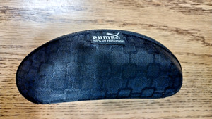 Puma Semi Hard Shell Fabric Cover Eyeglass Case 6 x 3 x 2 Black Used Good