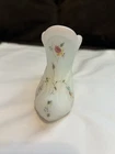 Fenton hand-painted glass shoe figurine with floral pattern, signed by Everson