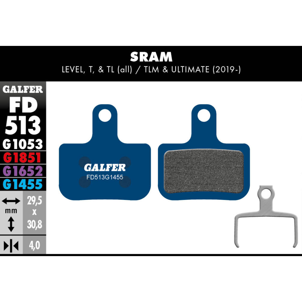 Galfer SRAM Level Brake Pads - Road Compound Gravel Bike Disc Pad Bicycle Spares