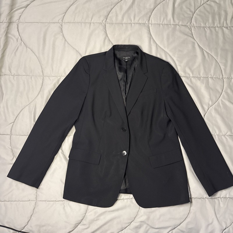 Talbots Women’s Black Blazer 16 Petite Polyester Blend Button Front Jacket