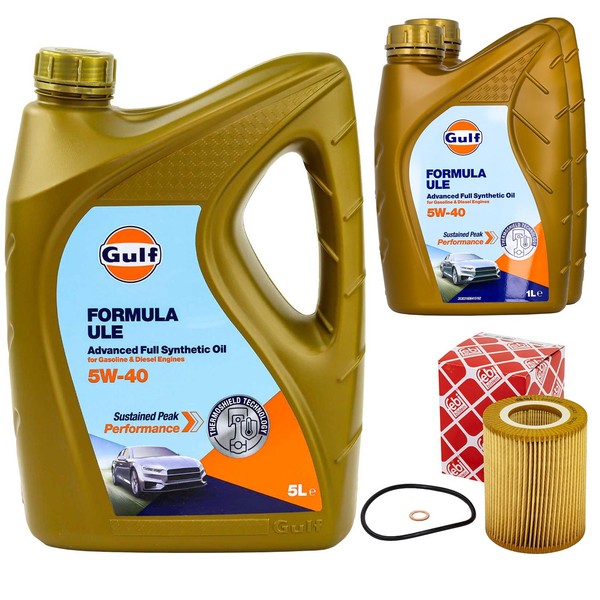 MotoröL Set Gulf Formula ULE 5W-40 7 Liter + ÖLfilter FüR BMW 3Er Cabriolet 5Er-image