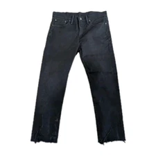 Levis Mens 510 Skinny Fit Black Stretch Denim Jeans Size 32 x 29 freyed hem