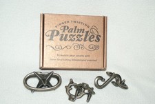 3 Mindware Finger Twisting Brass Palm Puzzles- Used/VG - Desktop Game