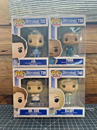 Funko Pop! Television Scrubs Complete Set of 4 Turk Elliot J.D. Dr. Cox Figures