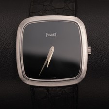 Piaget 9771 Vintage 18K Weißgold Uhr Onyx Zifferblatt Originalpapier