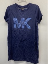 Michael Kors Women's Navy Blue MK Logo Short Sleeve T-Shirt Dress Sz M