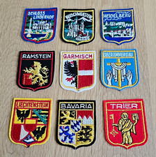 Vintage Lot of 9 Embroidered Sew-On German Town Crest Patches