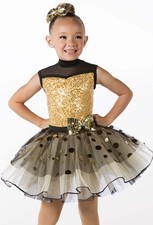 Dance Costume Weissman 14374 Small Child Gold Jazz Tap Musical Sequin Tutu