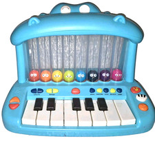 B Toys Battat HIPPO POP Piano Keyboard Music Lights Sounds Poppin Birdies Tested
