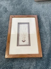 Vintage Dried Pressed Flowers Wall Decor Natural Leaf Framed Signed Art 1999