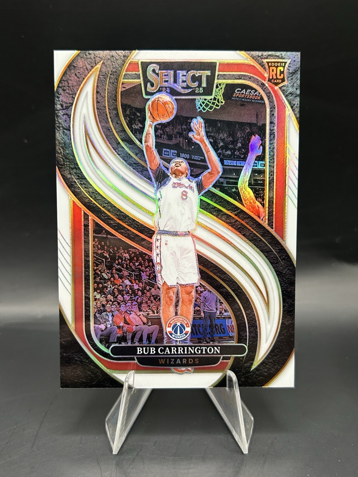 Bub Carrington 2024-25 Select RC Premier Level White Prizm Rookie #/149 Wizards
