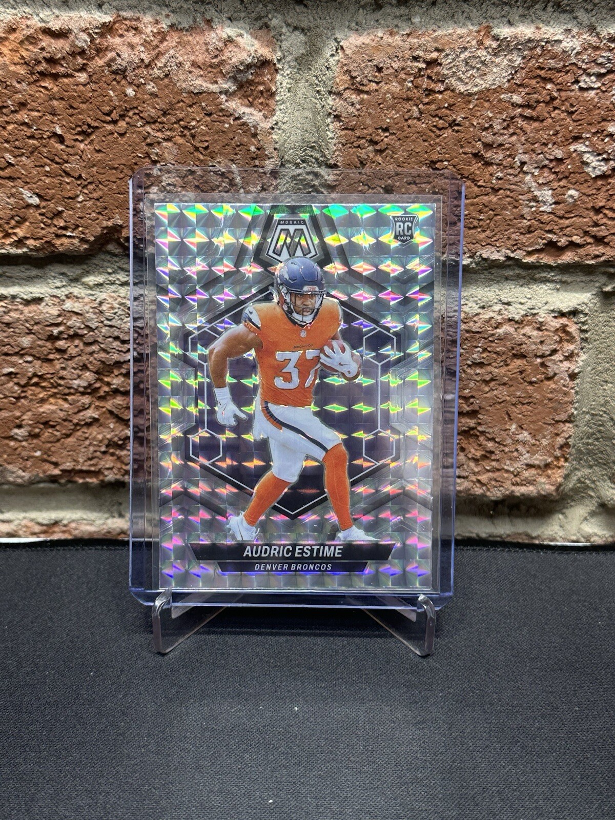 2024 Panini Mosaic Audric Estime Rookie Silver Mosaic Prizm RC #392 Broncos