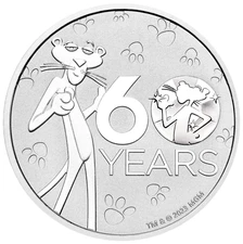 PINK PANTHER 60TH ANNIVERSARY 2024 1oz SILVER $1 Coin in Mint Capsule