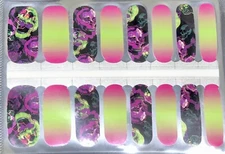 Color Nail Polish Strips, 16ct. Neon Skulls  READ DESCRIPTION  BELOW